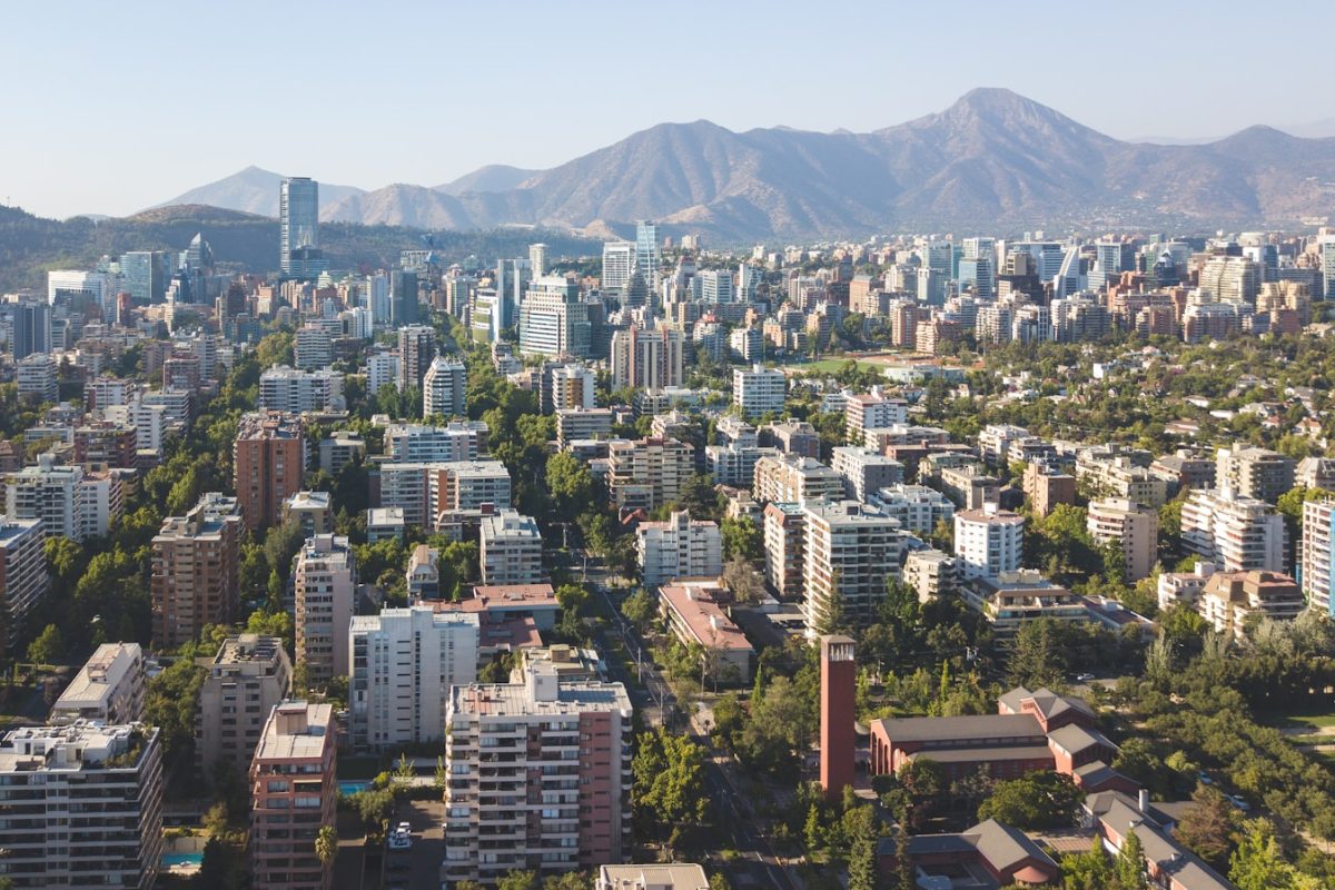 Vista aérea del centro de Santiago de Chile