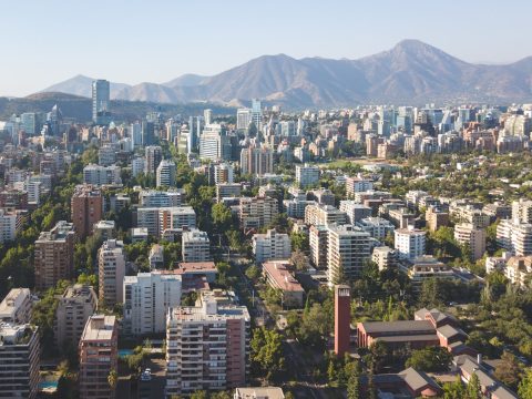 Vista aérea del centro de Santiago de Chile